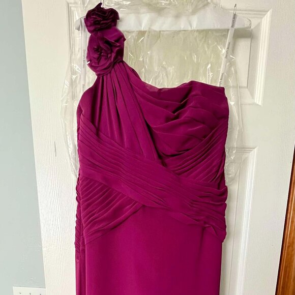 David’s Bridal Chiffon Bridesmaid’s Dress, size 14, Bright Wine Color - Picture 2 of 4